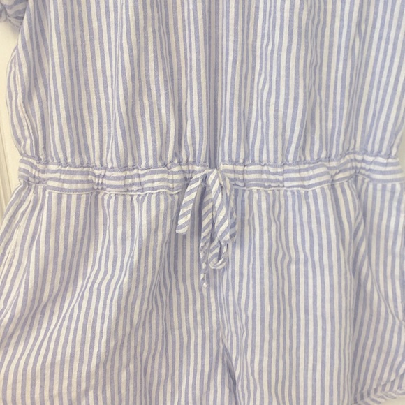 Blue and white pinstripe romper. - Picture 6 of 10